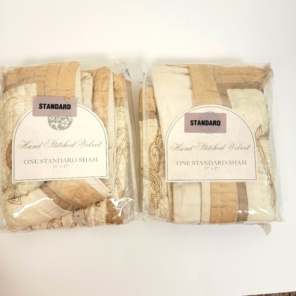 India Other - Elegant Cream Taupe Pillow Shams Cover Set 2 Piece 21" X 27" Standard NIP